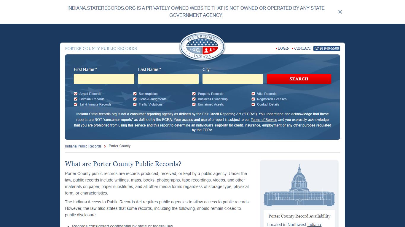 Porter County Arrest, Court, and Public Records | StateRecords.org